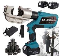 Kit de crimpadora a batería con sensor de presión - Conectores de cable eléctrico de 360°, herramienta de crimpado hidráulico para terminal de cable, 12 pares de troqueles - 16-400 mm² - Herramienta