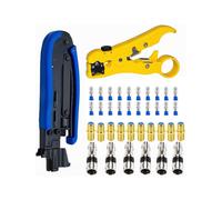 Kit de Crimpadora de Cable Coaxial, Herramienta de Compresión Coaxial Ajustable RG6 RG59 RG11 75-5 75-7 Kit de Separador de Cable Coaxial