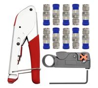 Kit de crimpadora de cable coaxial para RG59, RG6, coaxial y pelacables con 10 conectores F RG6
