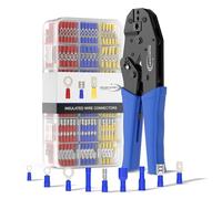Kit de Crimpadora y Alicates de Crimpado para Terminales Eléctricos, 700 Piezas: Terminales Planos, Fundas, Conectores Redondos, Terminales de Anillo, Empalmes, para Cables de 0,50-6,00 mm²