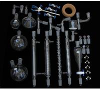 Kit de cristalería de laboratorio de química orgánica de vidrio de unión 24/40 premium for experimentos e investigación(33 Pcs)