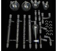 Kit de cristalería de laboratorio de química orgánica de vidrio de unión 24/40 premium for experimentos e investigación(27 Pcs)