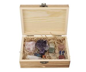 Kit de Cristales Curativos Premium en Caja de Regalo, Piedras de Chakra Crudas, Piedras Caídas, Varita de Selenita, Juego de Cristales Curativos, Piedra de Meditación, Amuleto de Yoga, Generador de en