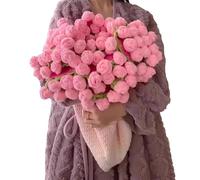 Kit de crochet blanket | Flower Craft Supplies | Pink Bouquet Blanket Knitting Kit | for Adults Women Mom Home Decor Bed Throws Couch Bedroom Living Room Office Birthday Christmas Handmade DIY Yarn