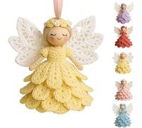 Kit De Crochet For Hacer Un Ángel, Kit De Crochet Con Hilo E Instrucciones For Principiantes, Decoración For Árbol De Navidad, Manualidades Fáciles De Empezar For Amigos.(Yellow)