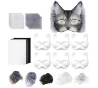 Kit de cubierta de cara de gato, base de artes y manualidades con mallas de ojos, accesorio de disfraz de cosplay para niños, niñas, adultos, teatro familiar, , de manualidades de