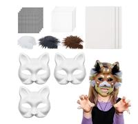 Kit de cubierta facial de gato, kit de manualidades de pintura de gato de Halloween, accesorios de cosplay para adultos, niños, amantes de las mascotas, sesiones de fotos, bailes de máscaras de