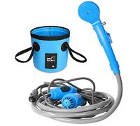 Kit de cubo plegable eléctrico para ducha de camping de 12 V para viajes, lavado de coche, senderismo, plantas con flores y riego