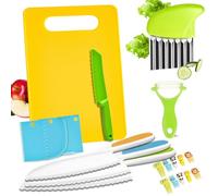 Kit de Cuchillos de Cocina de Seguridad para Niños 20 Piezas Montessori con Accesorios, Tabla de Cortar y Pelador