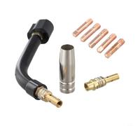 Kit de cuello de cisne para antorcha de soldadura MIG MB15 15AK SB15, compatible con 215 63616 63617, latón resistente al calor hasta 1000 °C, juego de 8 piezas con boquillas de 0,6 - 1,2 mm (0,9 mm)
