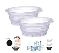 Kit de cuenco para inmersión en frío facial, lavabo plegable con bandeja de hielo integrada, para hinchazón, alivio de la piel y cuidado de belleza, incluye cubos reutilizables (morado-2)
