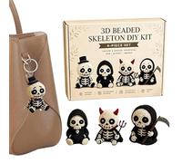 Kit de cuentas - con instrucciones para hacer tú mismo | 4 piezas de cuentas de calavera de Halloween, para decoración de escritorio, mini figuritas, regalos de de Halloween, niños, niñas