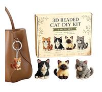Kit De Cuentas De Animales Para Bricolaje - PVC Con 4 Diseños De Gatos, Kit De Bordado De Cuentas Con Temática De Animales En 3D Con Cuentaas De Colores | Juego De Manualidades Con Animals