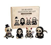 Kit de cuentas | Suministros divertidos para manualidades de calavera | 4 piezas de cuentas de calavera de Halloween | para proyectos de arte de Halloween, mini figuritas, recuerdos de