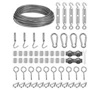 30m Φ2mm Kit Cable de Acero Inoxidable 304, Cuerda Acero con Tensores de Alambre y Ganchos, Para Cuerda Tendedero Exterior, cortinas, toldos, Suspensión de Cuerda