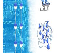 Kit de cuerda y flotador de seguridad para piscina, divisor de piscina con 2 ganchos de acero inoxidable, boya flotante premontada para protección de extremos poco profundos