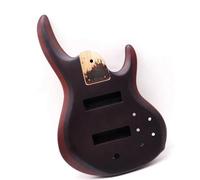 kit de cuerpo de guitarra Bajo Eléctrico Con Cuerpo De Madera De Okoume Y Piel De Nogal Con Mástil De 24 Trastes
