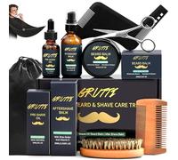 Kit de cuidado de barba para hombre con Aceite previo al afeitado, bálsamo de barba, crema después del afeitado, cepillo de barba, peine, tijeras, peine estilizador, bufanda y bolsa de almacenamiento