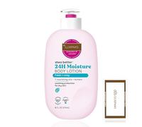 Kit de cuidado de la piel: contiene loción corporal E.O.S Fresh & Cozy - Crema hidratante de manteca de karité para piel seca, 473 ml, con un paño de limpieza Luxpaks