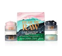 Kit de cuidado de la piel de viaje Hear Me Raw The Fab Four Bento Box de 4 piezas (aclarador 0.5 oz) (desintoxicante 0.5 oz) (hidratante 0.5 oz)
