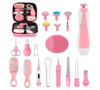 Kit de cuidado de la salud y aseo del bebé, 20 en 1, portátil, con cepillo para el pelo, peine, aspirador nasal, cortador de uñas eléctrico, kit esencial para bebés recién nacidos y niñas (rosa)