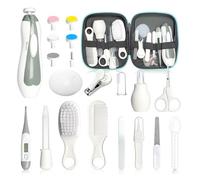 Kit de cuidado de la salud y aseo del bebé, 21 piezas, juego de cortaúñas eléctrico para recién nacidos, niños y niñas, herramientas de corte de pelo (21 kits gris blanco)