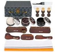 Kit de cuidado de zapatos,kit de betún para zapatos-Abrillantador de zapatos negro,marrón y neutro con cepillos,paño de pulido y más-Regalo perfecto para el kit de cuidado de zapatos y botas de cuero