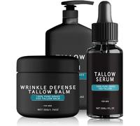 Kit de cuidado facial para hombre, bálsamo de sebo antiarrugas, hidratante facial de sebo antiedad, antiarrugas y antiedad para hombre (día y noche) Crema