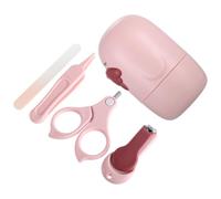 Kit de Cuidado para Bebés Cortaúñas, Lijadora y Pinzas Rosa | Acero Inoxidable y Abs, Almacenamiento en Estuche Bonito, Experiencia Segura de Recorte, para Niño y Mamá