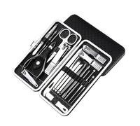 Kit de cuidado personal profesional acero inoxidable 19 piezas con estuche viaje lujo y herramientas for el las uñas(Black)