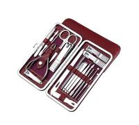 Kit de cuidado personal profesional acero inoxidable 19 piezas con estuche viaje lujo y herramientas for el las uñas(Red)