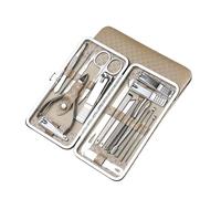 Kit de cuidado personal profesional acero inoxidable 19 piezas con estuche viaje lujo y herramientas for el las uñas(Gold)
