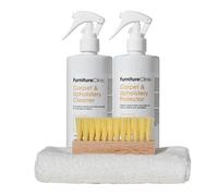 Kit de cuidado textil Furniture Clinic | Incluye: 500 ml de limpiador, 500 ml de protector, paño de microfibra y cepillo de limpiar para ropa, alfombras y tapicerías | Funciona en todo tipo de tejidos