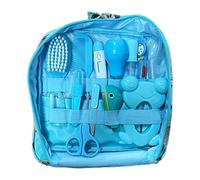 Kit de cuidado y aseo para bebés Aspirador nasal para bebés Cortaúñas Juego de cepillos para el cabello Kit de cuidado de limpieza diario para recién nacidos 13 piezas/juego Estilo B Azul