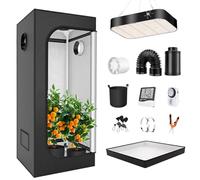Kit de cultivo hidropónico con luz LED de espectro completo de 200 W, caja de cultivo de plantas de interior de tela Oxford 600D con sistema de ventilación y filtro de carbono para el hogar o garaje