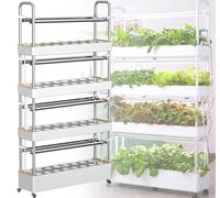 Kit de cultivo hidropónico, jardín vertical interior de 48/64/90/120 orificios con luz LED de cultivo, torre hidropónica natural equilibrada de mayor capacidad para germinación,48holes