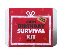 Kit de cumpleaños de lata - Divertido juego de regalo de bolsillo compacto para 16, 18, 30, 40, 50, 60, 70, 80, regalo para hombres, mujeres, amigos, familiares y colegas (lata de supervivencia de 40
