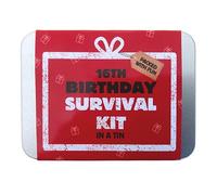 Kit de cumpleaños de lata - Divertido juego de regalo de bolsillo compacto para 16, 18, 30, 40, 50, 60, 70, 80, regalo para hombres, mujeres, amigos, familiares y colegas (lata de supervivencia de 16