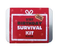 Kit de cumpleaños de lata - Divertido juego de regalo de bolsillo compacto para 16, 18, 30, 40, 50, 60, 70, 80, regalo para hombres, mujeres, amigos, familiares y colegas (lata de supervivencia de 21