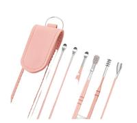 Kit de cureta para oídos de acero inoxidable Limpiador de oídos acero inoxidable con cuchara y palillo for los, kit herramientas for eliminar la cera, juego for el cuidado(Pink 3)