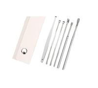 Kit de cureta para oídos de acero inoxidable Limpiador de oídos Palillos for los Herramienta for eliminar la cera Cuidado Cuchara Removedor cerumen(White)