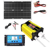 Kit De De Energía Solar: Panel De 18 W Y 12 V Con Inversor Y Cargador | Configuración Completa De CC A CA De 110 V/220 V, Controlador De 300 W Y 30 A Con Dos Puertos USB Y Pantalla LED Para Te