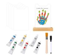 Kit de de manos familiares: recuerdo acrílico transparente, estación animales, marco base madera maciza, juego preservación memoria bricolaje, accesorio decoración del hogar, placa cua