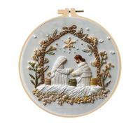 Kit de de Navidad para bordar, kit de patrones de bordado de belén, con aro de aguja de fácil para principiantes, niñas, niños, hacer pasatiempos en casa y adolescentes