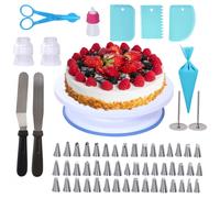 Kit de decoraci n de pasteles Uten de 60 piezas, soporte para decoraci n de pasteles con plato giratorio de 11 pulgadas, 48 boquillas numeradas p