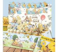 Kit de decoración clásico de Winnie Baby Shower, todo en 1, decoración vintage de Winnie, decoración clásica de The Pooh, mantel de Winnie Baby para decoración de baby shower