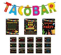 Kit de decoración de barra de taco, pancarta mexicana para mesa, carpa de comida, tarjetas Cinco de Mayo, fiesta de cumpleaños, despedida de soltera, suministros para regalos de despedida de soltera, juego de 22
