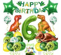 Kit de decoración de cumpleaños de dinosaurios, globos de 6 años, globos gigantes, número 6, cumpleaños, 6 años, decoración de cumpleaños para niños