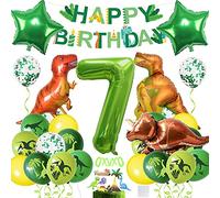 Kit de decoración de cumpleaños de dinosaurios, globos de 7 años, globos gigantes número 7, cumpleaños 7 años, globos de dinosaurio, decoración de cumpleaños para niños