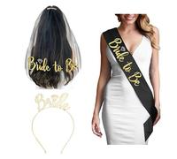 Kit de decoración para despedida de soltera, suministros de despedida de soltera, banda de novia, velo y tiaras, accesorio